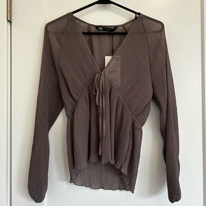 Tan/lavender Zara top